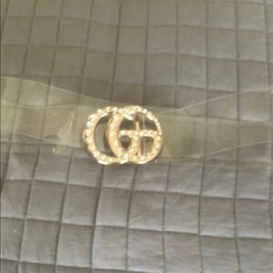 Designer inspired Crystal Double-G Logo belt  in Gold and clear